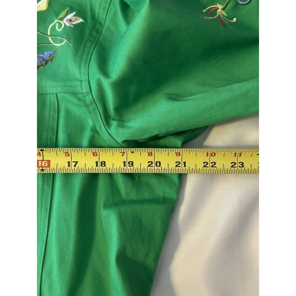 QUAKER FACTORY Green Floral Embroidered Zip Up Jacket Large Butterfly Spring NEW - Picture 16 of 16